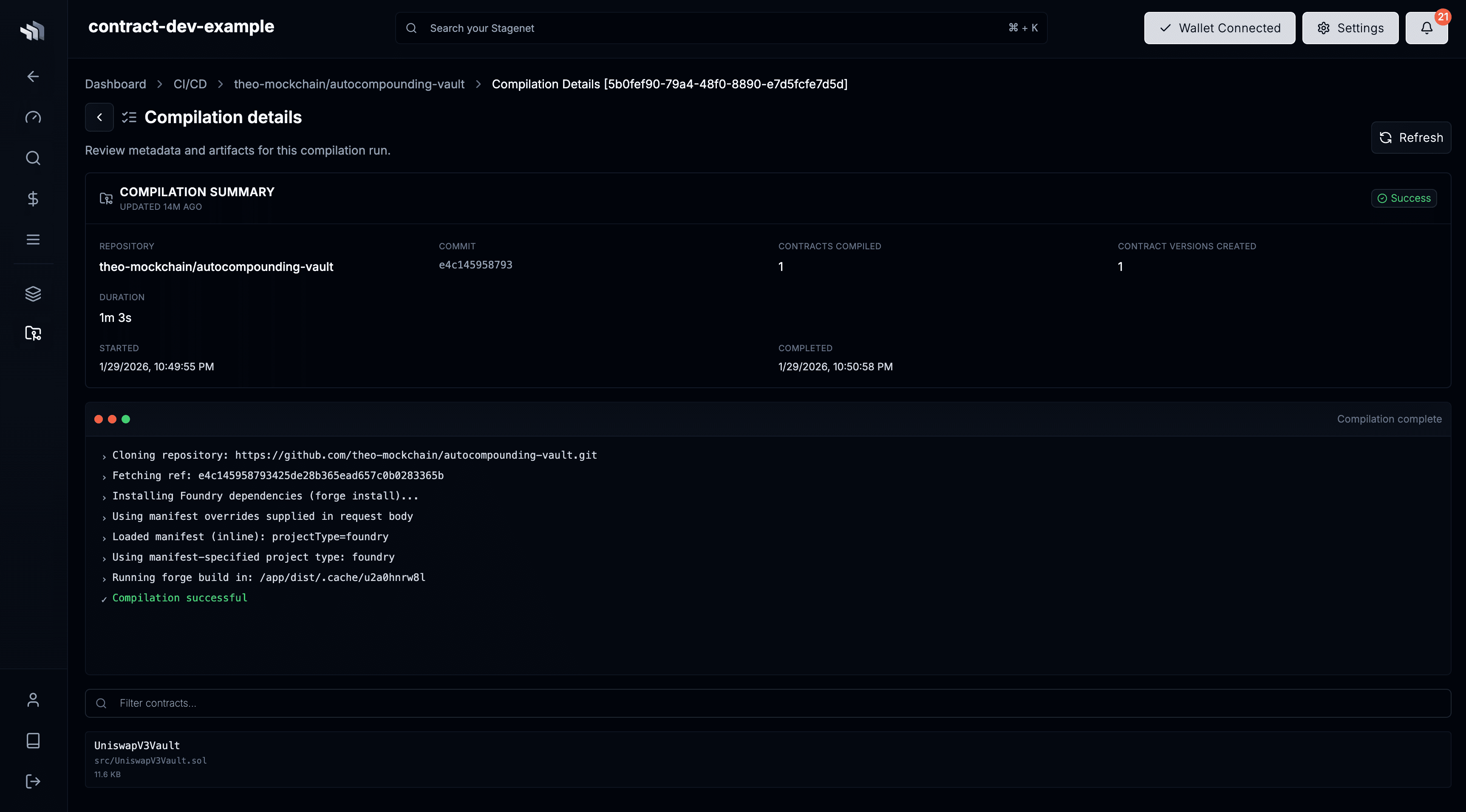 Compilation dashboard