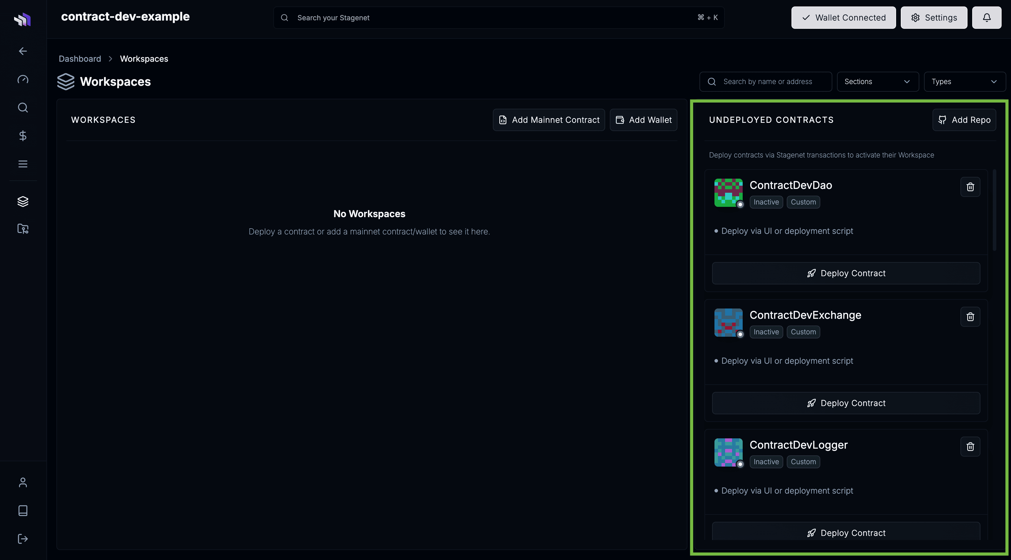 Undeployed Workspaces